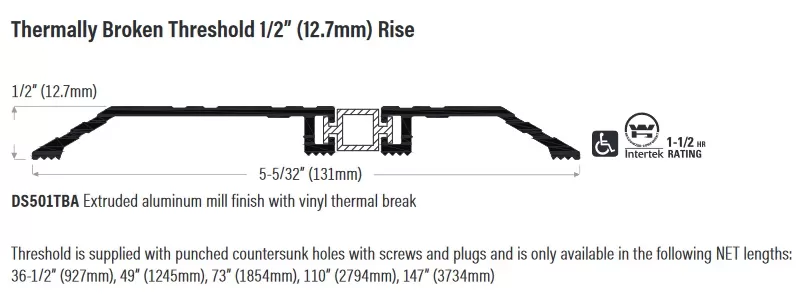 Draftseal DS501TBA Threshold (Thermally broken)