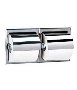Bobrick Dual-Roll Stainless Steel Recessed Toilet Tissue Dispenser with Hoods