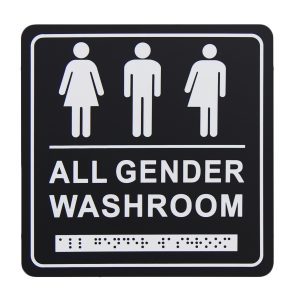 Frost Matte Black Gender Neutral Washroom Signage with Braille Emboss
