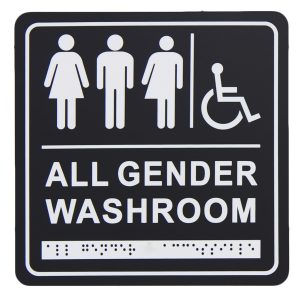 Frost Matte Black Gender Neutral-Wheelchair Washroom Signage with Braille Emboss