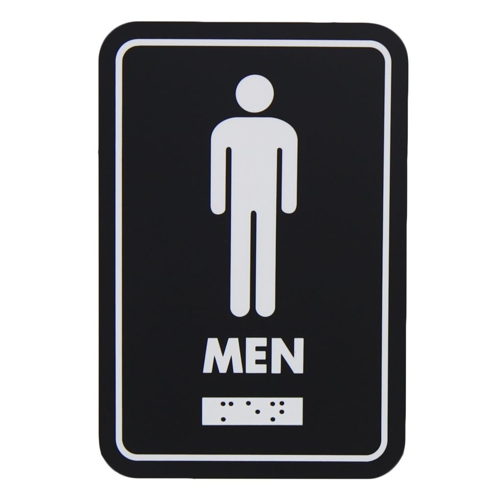 Frost Matte Black Male Washroom Signage with Braille Emboss