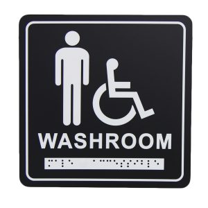 Frost Matte Black Male-Wheelchair Washroom Signage with Braille Emboss