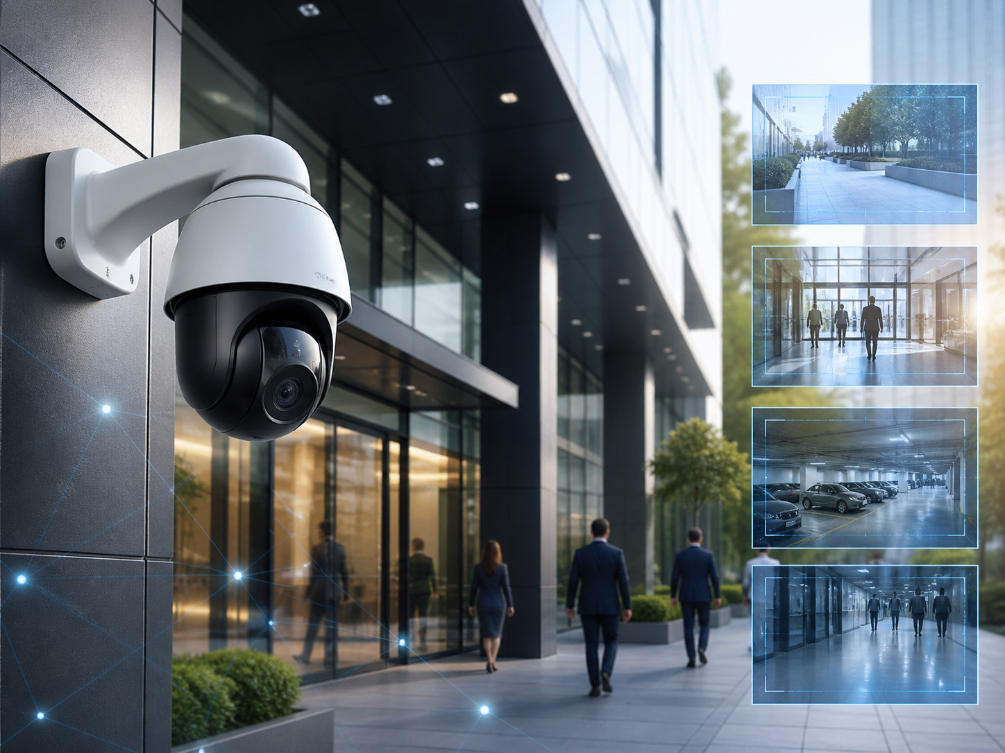Modern video surveillance security camera system for commercial facilities